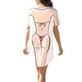 thumbnail image 3 of Women's Funny Bikini Shirt Cover Up Short Sleeve Cute Bikini Print Cover-Up Baggy T Shirt Dress Beach Fun Wear, 3 of 5