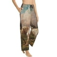 thumbnail image 2 of Disketp Three Horses Oil Painting Print Women'S Comfy Pajama Pants Casual Drawstring Palazzo Lounge Wide Leg Pants, 2 of 9