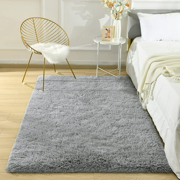 Arogan Super Soft Fluffy Area Rug For Living Room, Shaggy Carpet For Bedroom Nursery Room, 4'x5.3',Gray