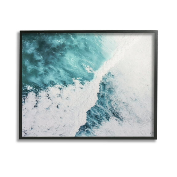 Stupell Industries Asymmetrical Splashing Waves Landscape Photography Black Framed Art Print Wall Art, 14 x 11