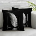 thumbnail image 3 of Chilfamy Feather Black-and-White Reflection Pillow Cushion Covers for Sofa Couch Bedroom Car Chair Home Decor - High-Quality 1PC 24x24in, 3 of 5