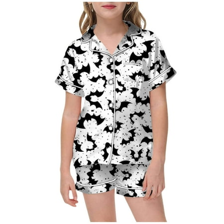 

OJinShaWanO Tree Skirt Pajamas for Children Cute Printed Shirt and Pant Matching Set Sleepwear Set with Pockets 6-7 Years