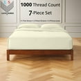 thumbnail image 2 of 7-PC Split King Organic 1000-TC Cotton Sheet Set - 10" Deep Pockets with 4 Pillowcases - Ivory, 2 of 7