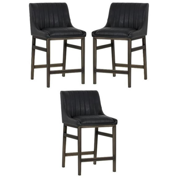 Home Square Halden 25.5" Counter Stool in Black/Rustic Bronze - Set of 3
