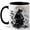 Black, variant on Black Samurai Coffee Mug, Moon Warrior Mug, Japanese Fantasy Birthday Christmas Gift for Men, Ink Style Katana Mountain Night Art, 11 oz White Ceramic Coffee Cup