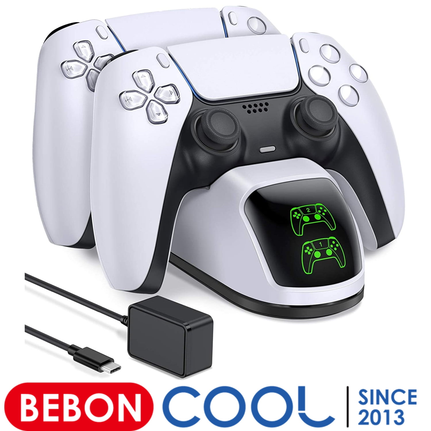 BEBONCOOL PS5 Controller Charge station ,Dual Charging Dock with LED