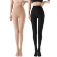 thumbnail image 2 of ValueVibe Tights for Women Control Top Opaque Pantyhose 100D High Stretch Thermal Stockings Winter Nylon Leggings 2 Pack, 1Nude,1 Black, 2 of 7