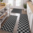 thumbnail image 2 of Gray and Black Checkered Pattern Kitchen Rugs Sets Of 3,Kitchen Runner Rugs Non Skid Washable,Decorative Kitchen Floor Mats for Kitchen,Sink,Laundry,17"x30"+ 17"x47" + 17"x59", 2 of 6