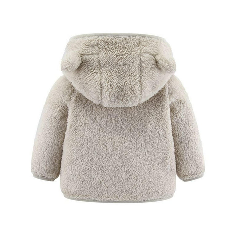 Baby Kids Boys Girls Fleece Teddy Bear Hoodie Coat Winter Warm Fluffy Plush  Hooded Jacket