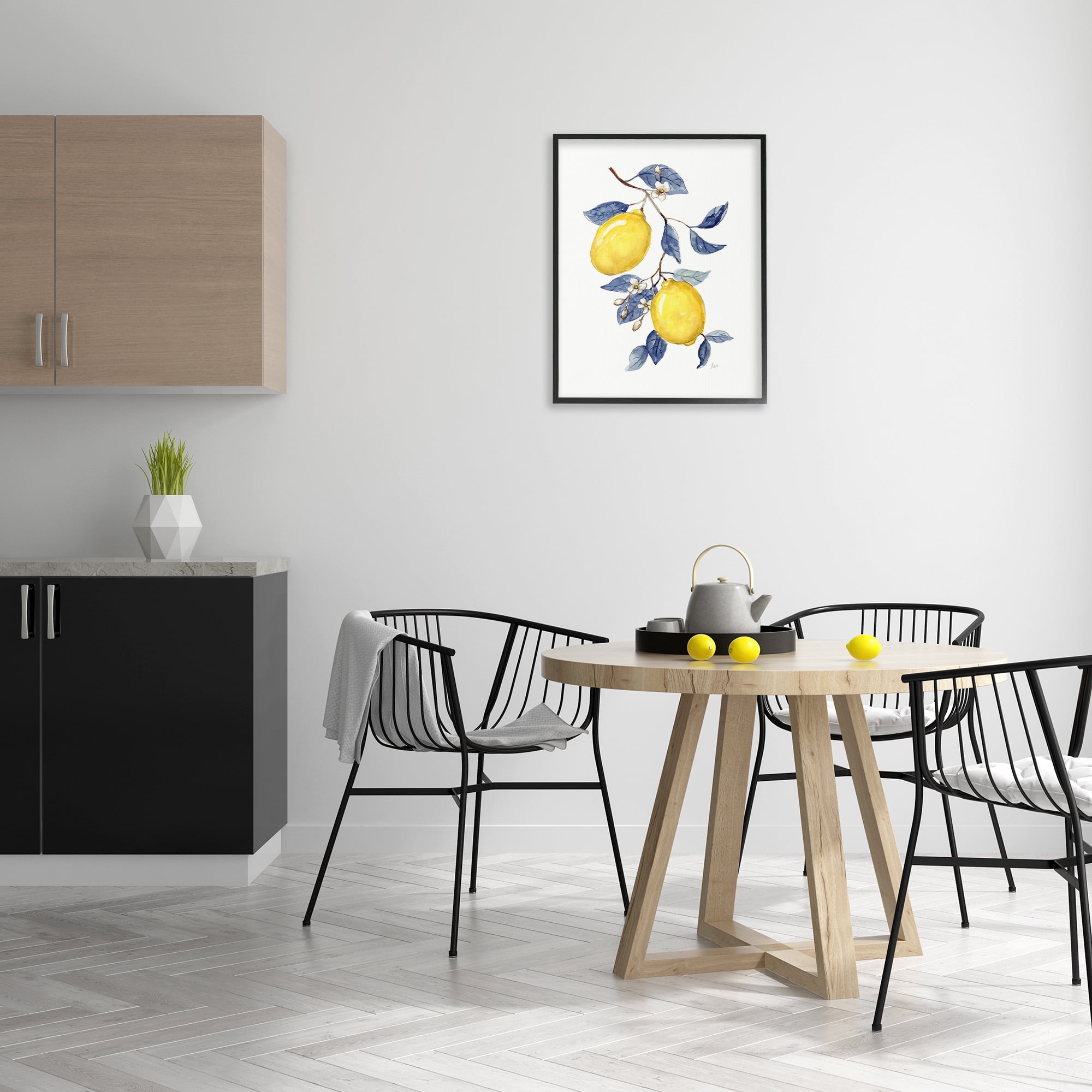 Stupell Industries Lemons with Flower Buds Food & Beverage Painting Black Framed Art Print Wall Art, 24 x 30