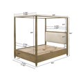 thumbnail image 6 of Miekor Furniture 1pc Rustic Charm Queen Canopy Bed Clean-lined Frame Natural Wood Finish Bedroom Furniture MK9348, 6 of 6