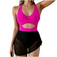 thumbnail image 2 of ICHUANYI Womens One Piece Swimsuits Tummy Control Swim Dress High Waisted Bathing Suits Asymmetrical Hemline Swimsuits Swimwear, 2 of 4