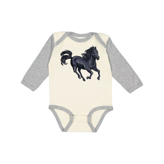 Inktastic Beautiful Galloping Black Horse Boys or Girls Long Sleeve Baby Bodysuit