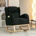 thumbnail image 5 of S-HOME Teddy Fabric Rocking Chair With Eucalyptus Legs, 38 Inches Deep, Ergonomic Backrest for Living Room, 5 of 11