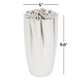 thumbnail image 3 of DecMode 10" Abstract Ribbed Dimensional Folded White Ceramic Vase with Compact Wavy Rim, 3 of 9