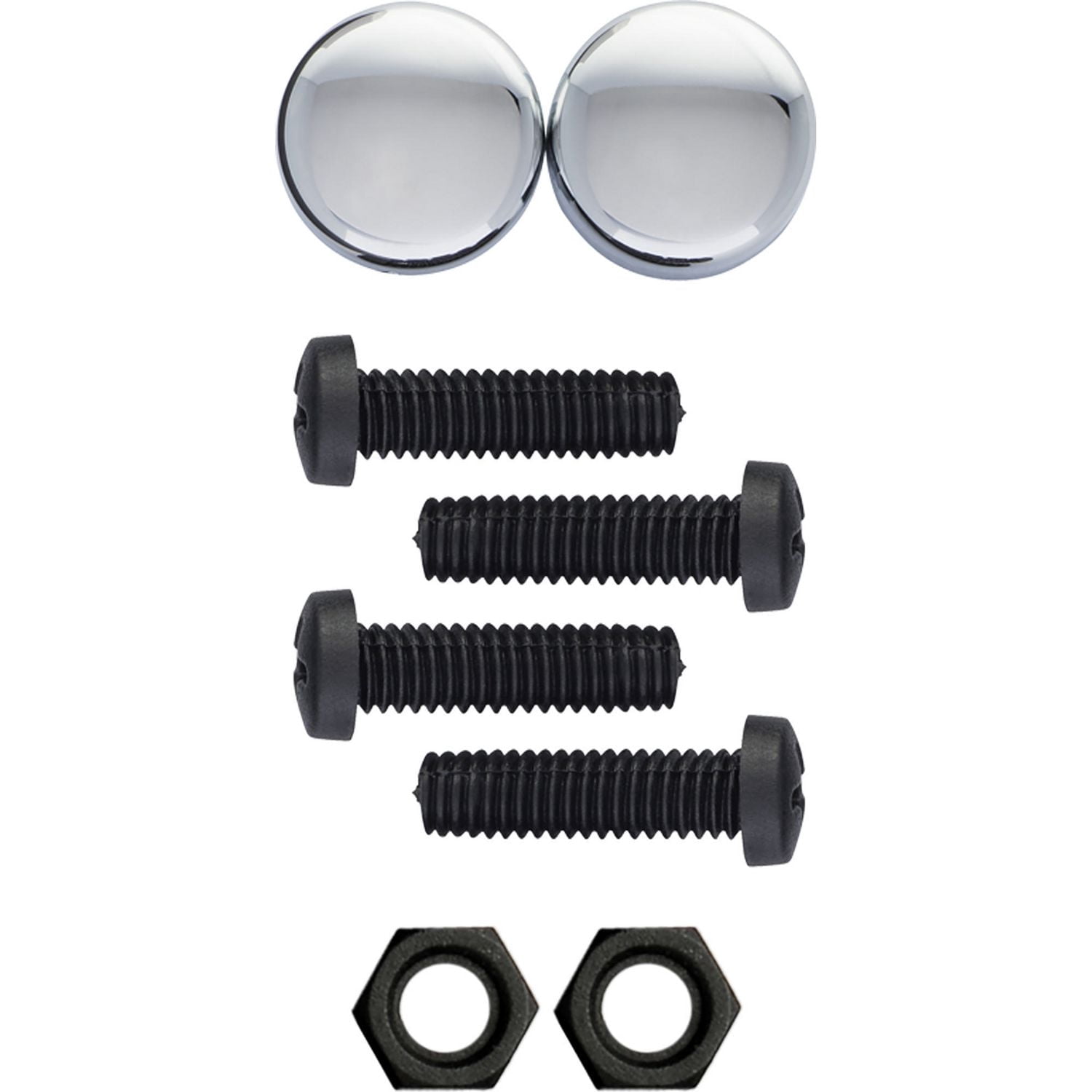 Cruiser Accessories Fasteners, Black Nylon with Chrome Caps