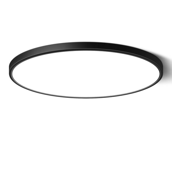 15.7inch 32W LED Flush Mount Ceiling Light, 5000K LED Ceiling Light, 3800LM Bright Round Flat Panel Light, Black LED Ceiling Light for Bedroom, Living Room, Dining Room