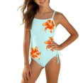 thumbnail image 2 of EliteGoogv One Piece Swimsuit For Girls Solid Color Contrast Trim Bathing Suit Summer Beach Pool Vacation Swimwear Mint Green, 2 of 6