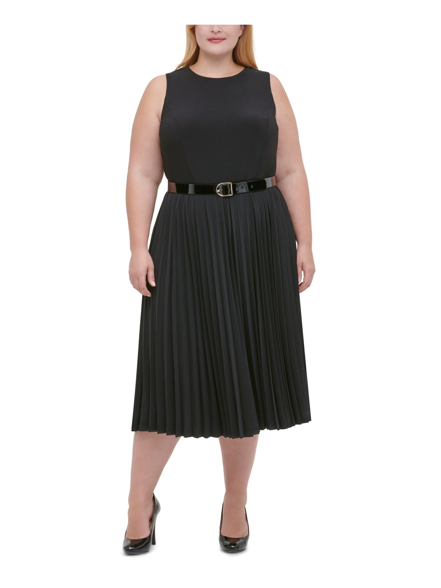 black fit and flare dress plus size