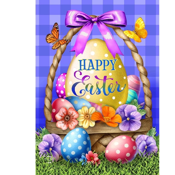 Briarwood Lane Garden Flag 12x18 For Outdoor Happy Easter Egg Basket For Easter Garden Flag Flags For Outside