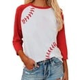 thumbnail image 1 of Mefallenssiah Blouses pour Femmes 2024 Femmes Casual Patchwork Col Rond Manches 3/4 T-Shirt en Vrac top, 1 of 4