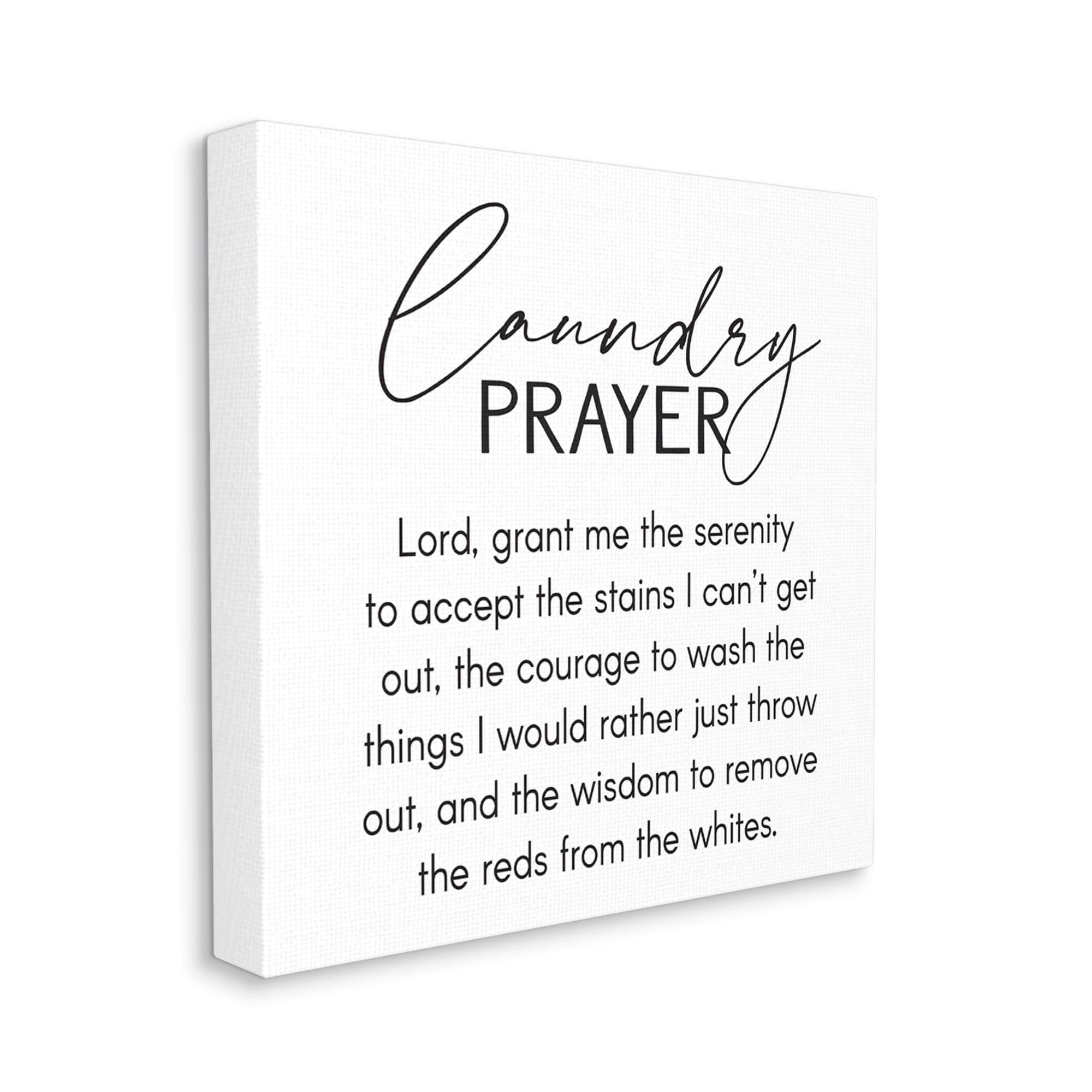 Laundry Prayer Phrase Bathroom Housework Humor Religious Gallery-Wrapped Canvas Print Wall Art, 17x17