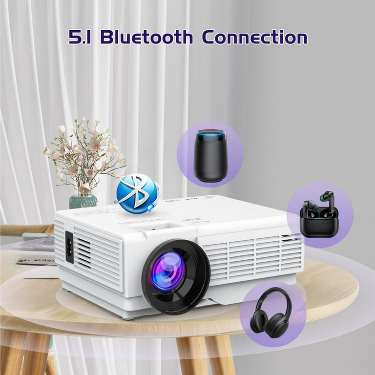GCZ Projector with Bluetooth, Supports 1080P, Portable Home