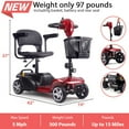 thumbnail image 4 of TOXOZERS 4 Wheel Mobility Scooter,Suitable for Seniors and People with disabilities,with LED Headlights and Basket,Red, 4 of 11