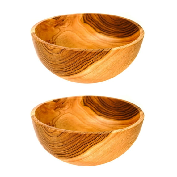 Round Teak Wood Bowl - Jumbo 2-Pack