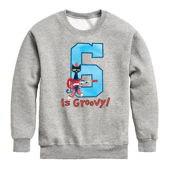 Pete the Cat -  Happy 6th Birthdays - Toddler And Youth Crewneck Fleece Sweatshirt
