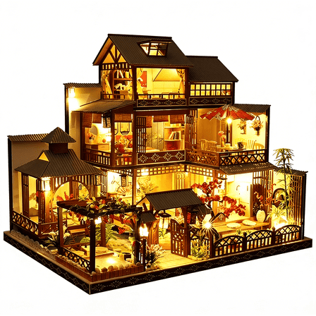 DIY Yaquanting Toy Model House 3D Wooden Puzzle Dollhouse for Adult Xmas Gift