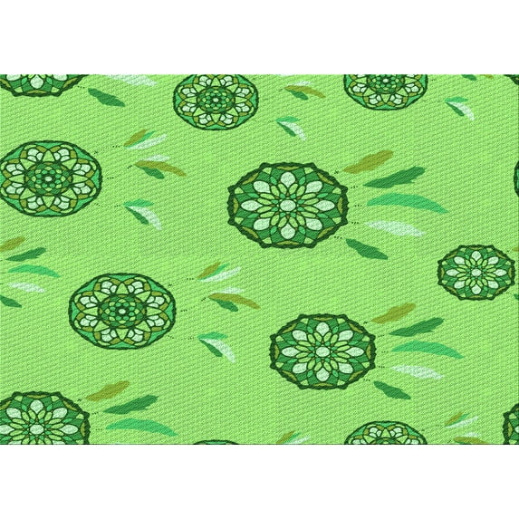 Ahgly Company Indoor Rectangle Patterned Emerald Green Area Rugs, 8' x 10'