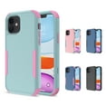 thumbnail image 1 of Apple iPhone 11 Case , iPhone 11 Pro Max Rugged Rubber Durable 3 in 1 Cover , Phone Case for Girl Men Women Cute (Teal+Pink), 1 of 7