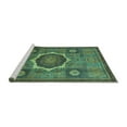 thumbnail image 2 of Ahgly Company Machine Washable Indoor Round Oriental Turquoise Blue Modern Area Rugs, 5' Round, 2 of 4