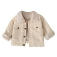 thumbnail image 2 of ZHOGXU Big Boys Girls Casual Jacket Plush Long Sleeve Turndown Collar Solid Color Buttons Warm Thickened Comfortable Coat For Casual Daily Wear Beige 3-4 Years, 2 of 5