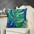 thumbnail image 2 of SHANXI Summer Tropical Leaves Pillow Covers , Green Palm Leaf Decorative Throw Pillow Covers Square Linen Botanical Plant Outdoor Cushion Covers for Couch Home Sofa Decor 24x24in, 2 of 5