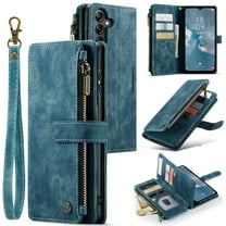 for Samsung Galaxy A54 5G Case Wallet for Women and Men, Samsung Galaxy A54 5G Case, PU Leather Magnetic Flip Strap Wristlet Zipper Card Holder Wallet Business Phone Cover for A54 5G, Blue