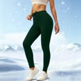 thumbnail image 2 of Ovbmpzd Fleece Pants Yoga High Wasited Slim-Leg Green Petite Leggings Casual Tummy Control Leggings,S, 2 of 6
