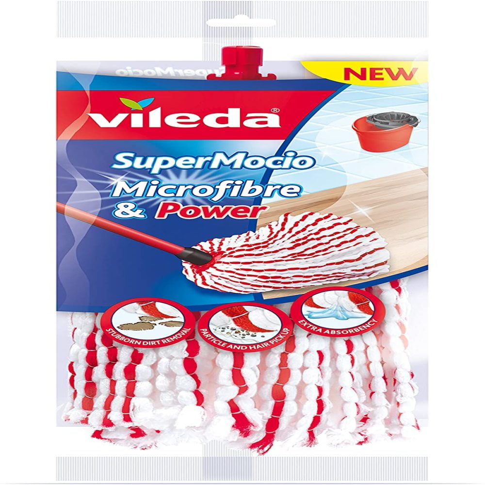 VILEDA SOFT SUPERMOCIO FLOOR MOP WITH FREE REFILL HEAD YELLOW DIRT PICK UP