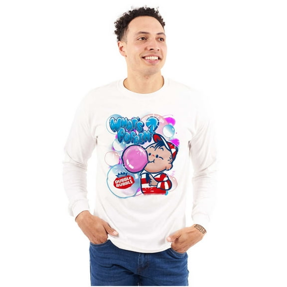 Airbrushed Dubble Bubble Whats Poppin Unisex Plus Size Long Sleeve Shirt Brisco Brands 2X