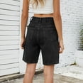 thumbnail image 5 of New Arrivals Olyvenn Women's Streetwear Denim Jean Shorts - Stretchy High Waisted Casual Summer Bermuda Shorts with Pockets Black XXL, 5 of 5