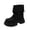 Black Boots for Women, variant on hopeusnice Slouchy Buckle Mid Calf Boot Round Toe Chunky Sole On Design Street Style Boot Black 35