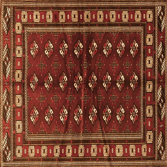 Ahgly Company Indoor Square Persian Orange Traditional Area Rugs, 6' Square