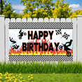 thumbnail image 3 of Motocross Design Happy Birthday Banner Fire Theme Checkered Pattern Party Decoration for Outdoor Events Birthday Celebrations Motorcycle Enthusiasts, 3 of 7