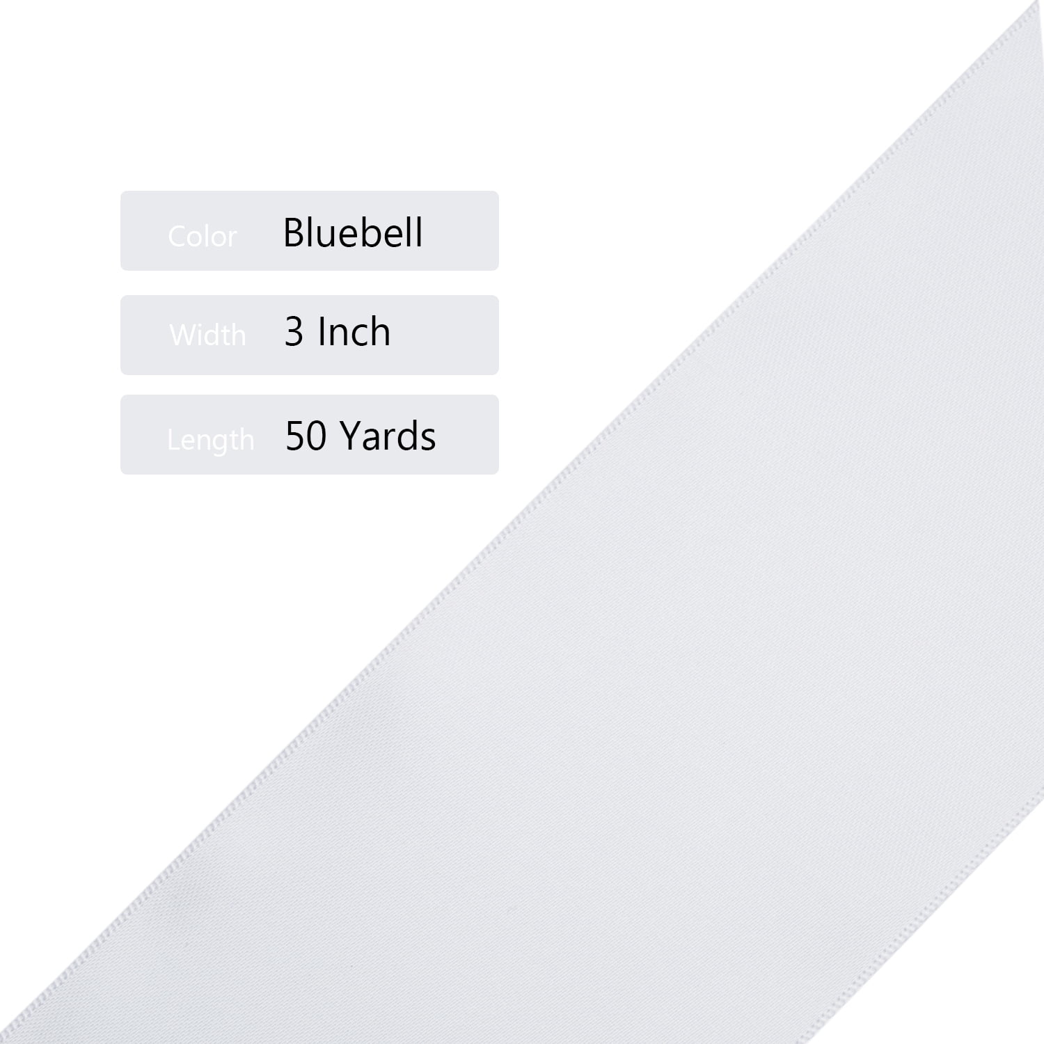 Ribbonitlux Bluebell Satin Ribbon 3 inch Double Sided Quality Satin for Weddings, Invitations, Sashes, Crafts, Apparel, Headbands - 50 Yds/roll
