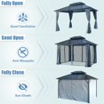 thumbnail image 4 of Segmart 12' x 12' Hardtop Gazebo Outdoor, Galvanized Steel Aluminum Metal Double Roof Gazebo with Netting and Curtains, Permanent Patio Gazebo Pavilion for Backyard, Deck, Lawn, Gray, 4 of 9