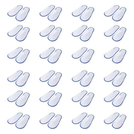 

24 Pairs Disposable Slippers Non-slip Slippers Comfortable Thickened Slippers For Hotel (White and Blue)
