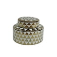 thumbnail image 2 of Trendy White And Gold Decorative Ceramic Covered Jar, 2 of 2