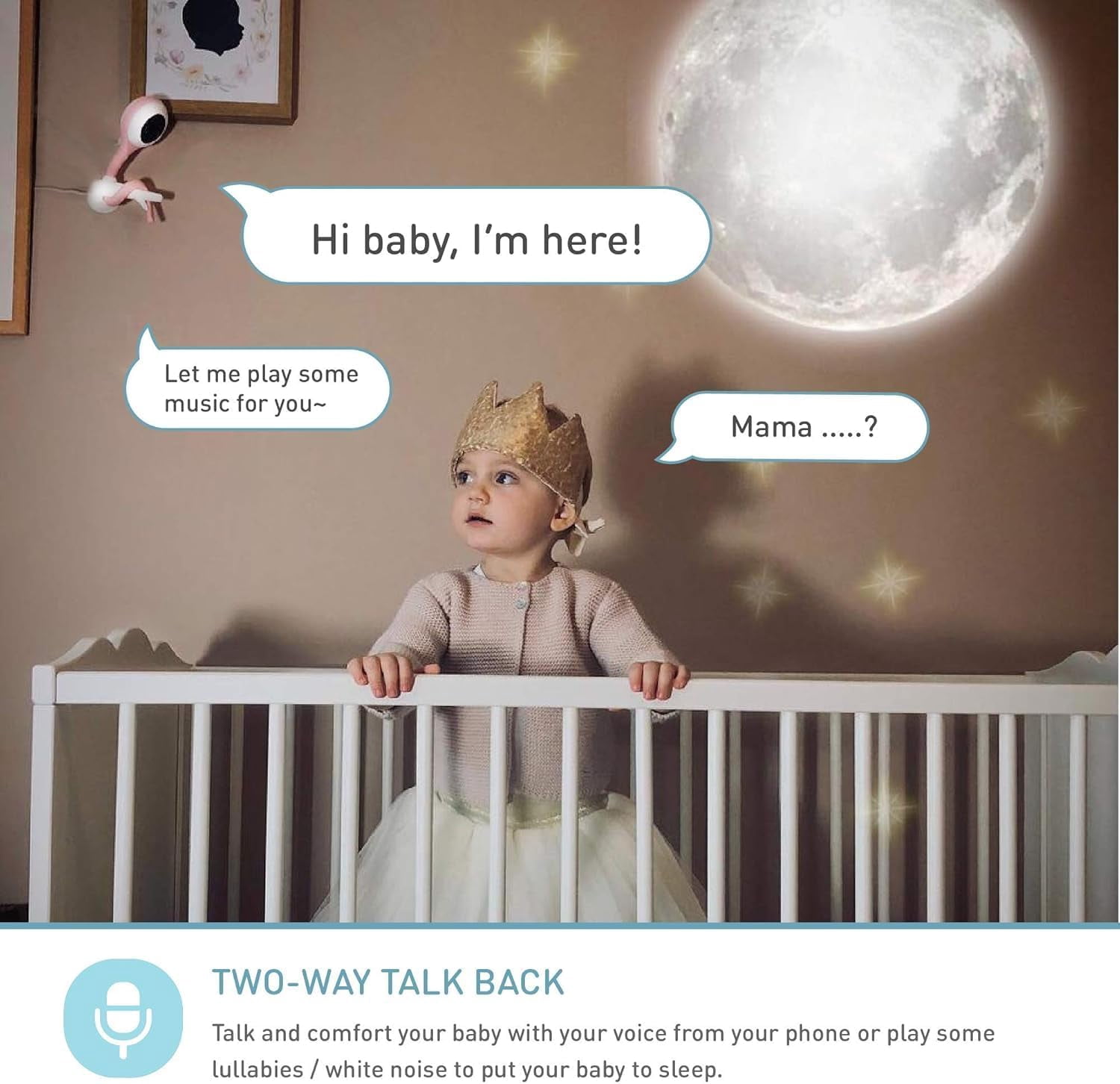 Lollipop Smart Wi-Fi Camera Baby Monitor – True Crying Detection, 2-Way Audio, Night Vision, Music, Mobile App | Cotton Candy | Ideal Baby Shower Gift