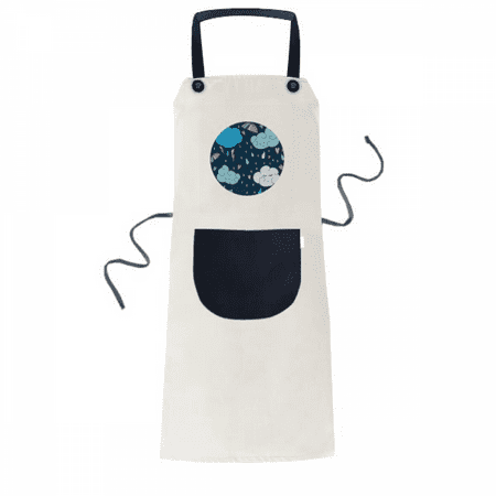 

Cloud Umbrella Rain Heart Apron Adjustable Bib Cotton Linen BBQ Kitchen Pocket Pinafore